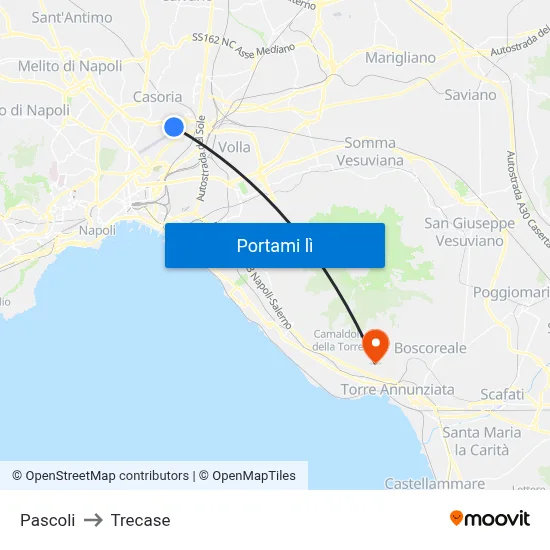 Pascoli to Trecase map