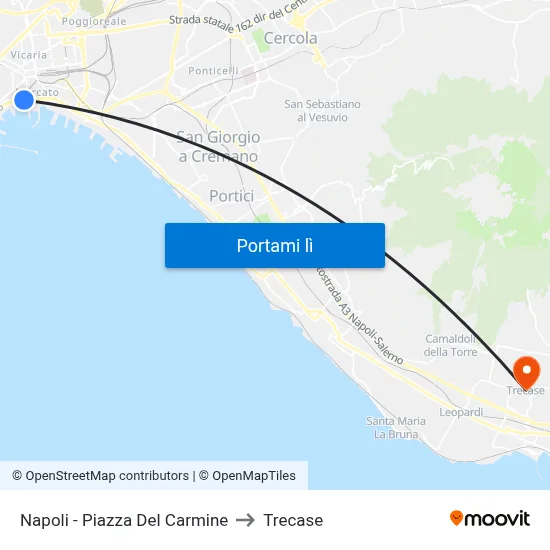 Napoli - Piazza Del Carmine to Trecase map