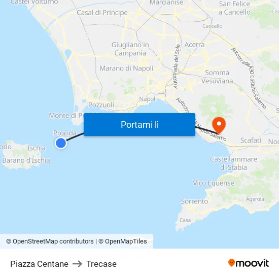 Piazza Centane to Trecase map