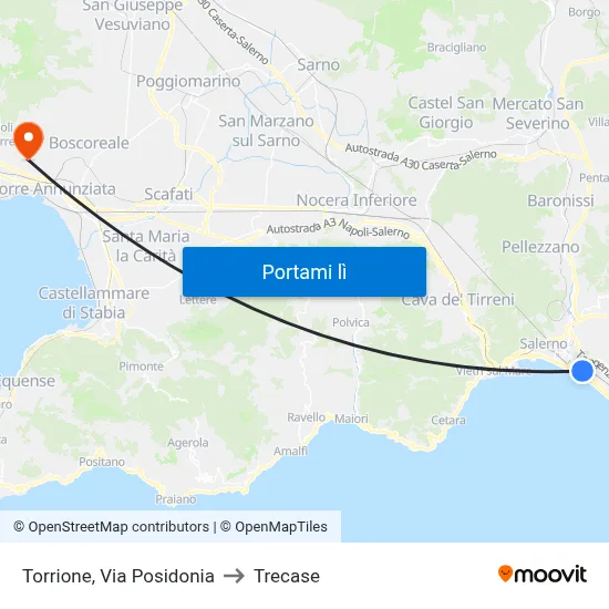 Torrione, Via Posidonia to Trecase map