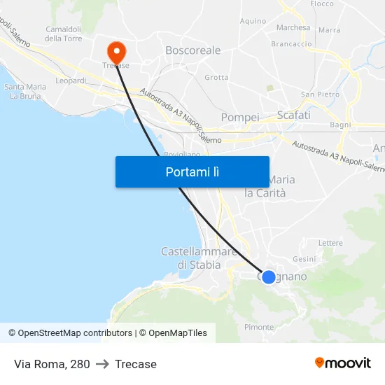Via Roma, 280 to Trecase map