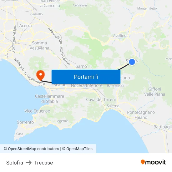 Solofra to Trecase map