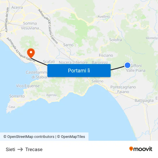 Sieti to Trecase map