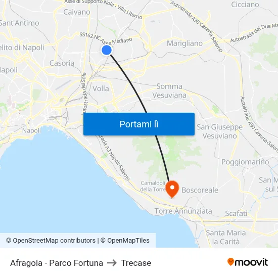 Afragola - Parco Fortuna to Trecase map