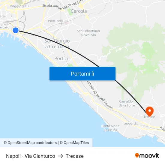 Napoli - Via Gianturco to Trecase map