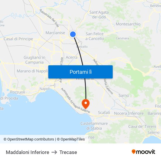 Maddaloni Inferiore to Trecase map