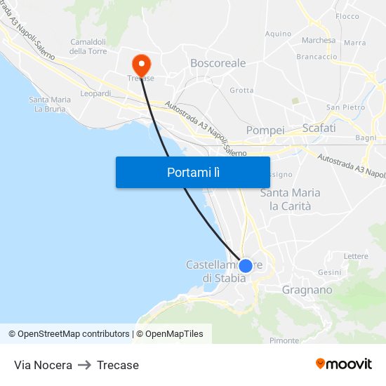 Via Nocera to Trecase map