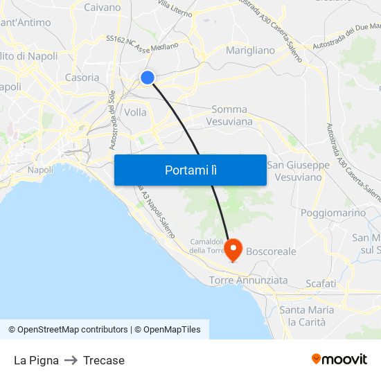 La Pigna to Trecase map