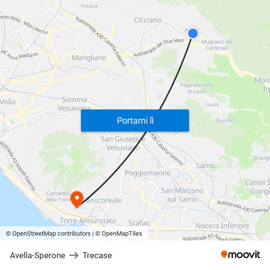 Avella-Sperone to Trecase map