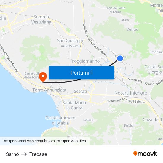 Sarno to Trecase map