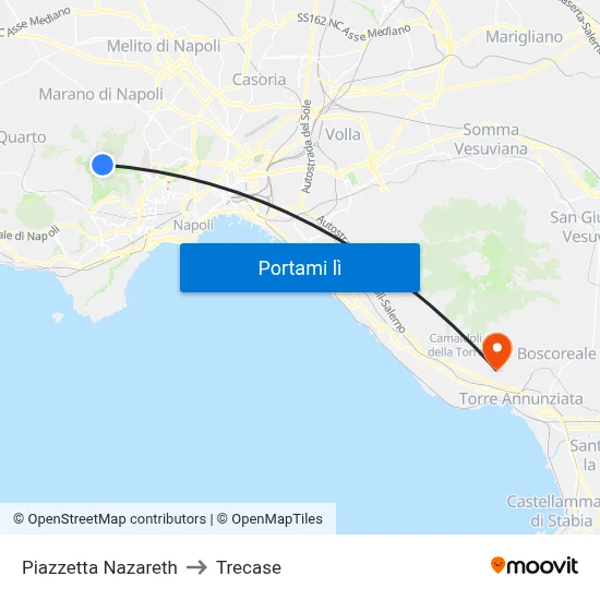 Piazzetta Nazareth to Trecase map