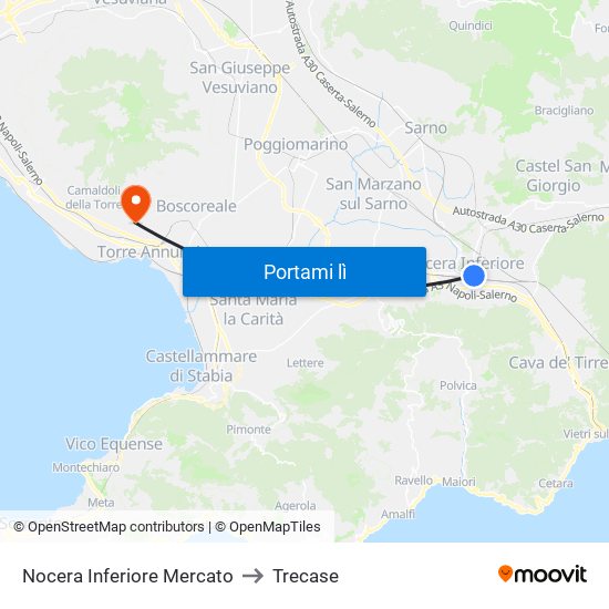 Nocera Inferiore Mercato to Trecase map