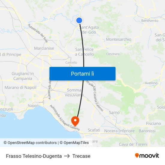 Frasso Telesino-Dugenta to Trecase map