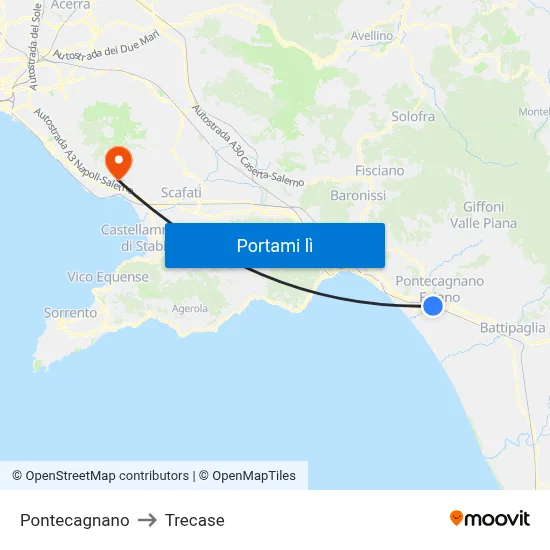 Pontecagnano to Trecase map
