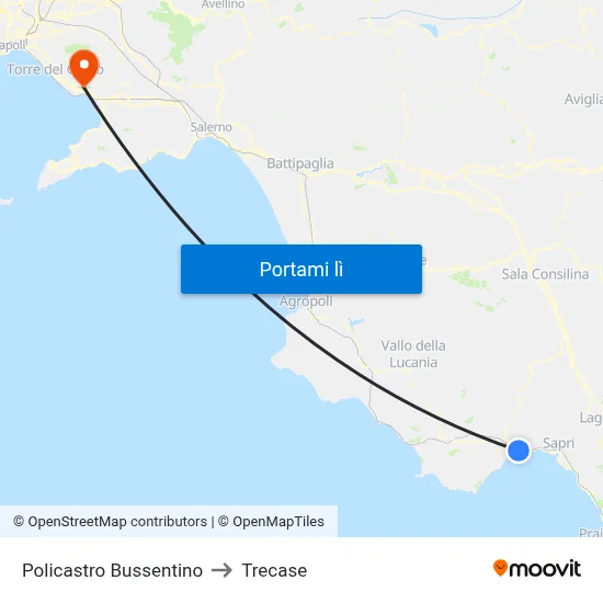 Policastro Bussentino to Trecase map