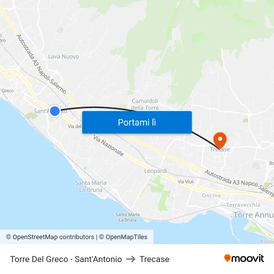Torre Del Greco - Sant'Antonio to Trecase map
