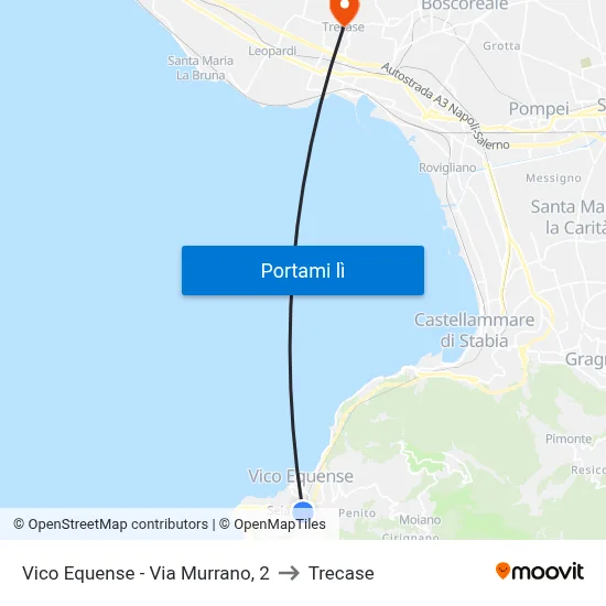 Vico Equense - Via Murrano, 2 to Trecase map