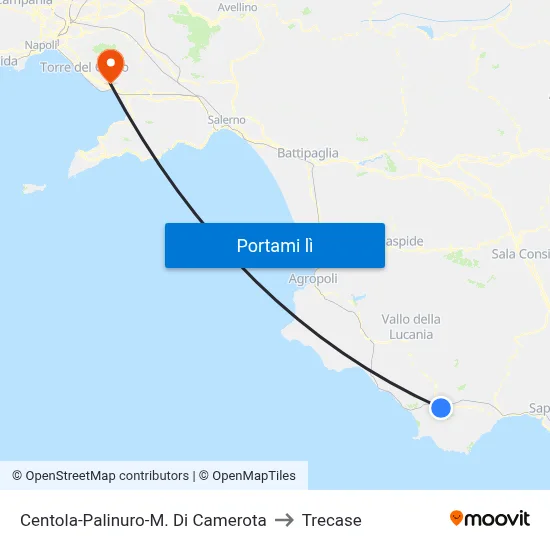 Centola-Palinuro-M. Di Camerota to Trecase map