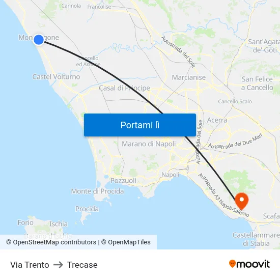 Via Trento to Trecase map