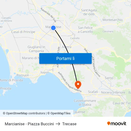 Marcianise - Piazza Buccini to Trecase map