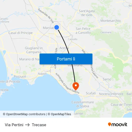Via Pertini to Trecase map