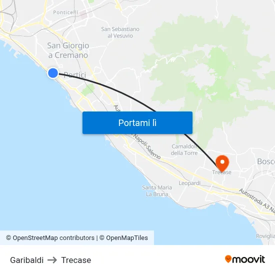 Garibaldi to Trecase map