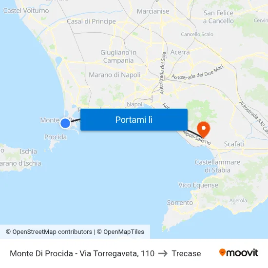 Monte Di Procida - Via Torregaveta, 110 to Trecase map