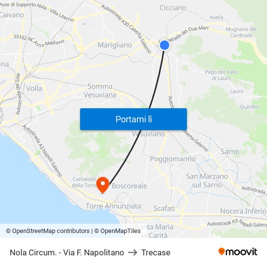 Nola Circum. - Via F. Napolitano to Trecase map