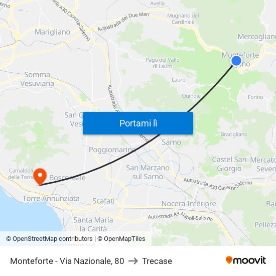 Monteforte - Via Nazionale, 80 to Trecase map