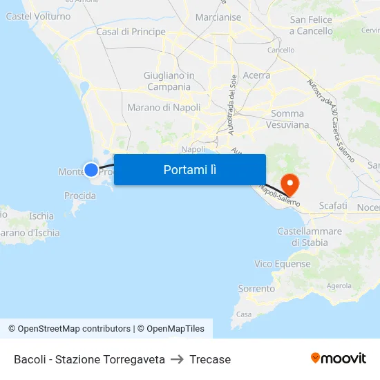 Bacoli - Stazione Torregaveta to Trecase map