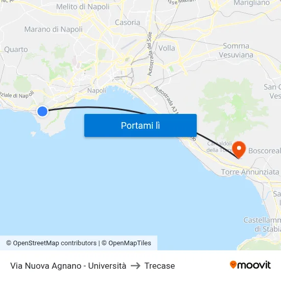 Via Nuova Agnano - Università to Trecase map