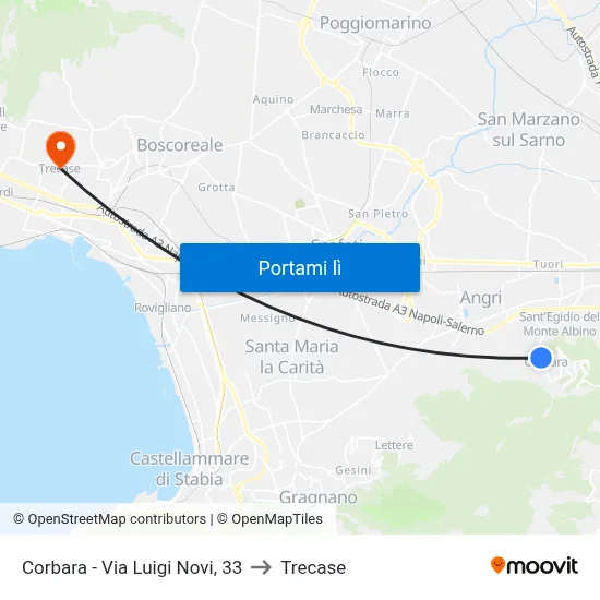 Corbara - Via Luigi Novi, 33 to Trecase map