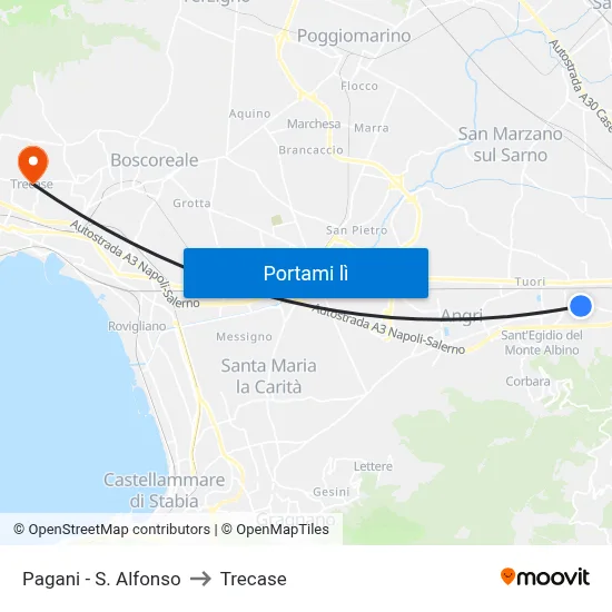 Pagani - S. Alfonso to Trecase map