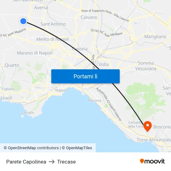 Parete Capolinea to Trecase map