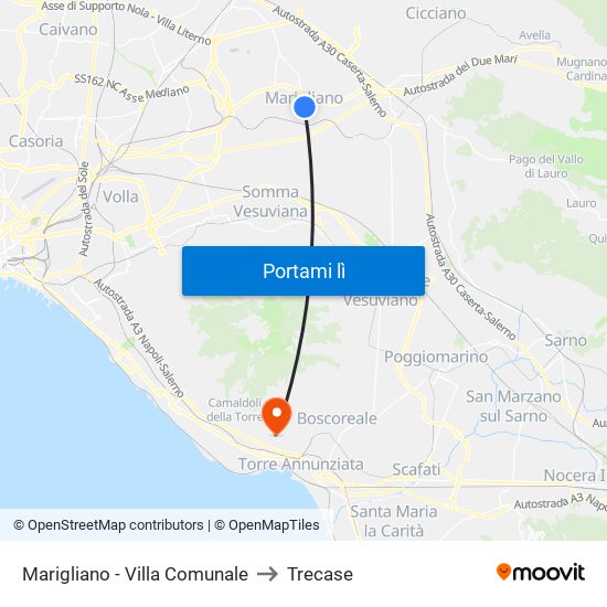 Marigliano - Villa Comunale to Trecase map