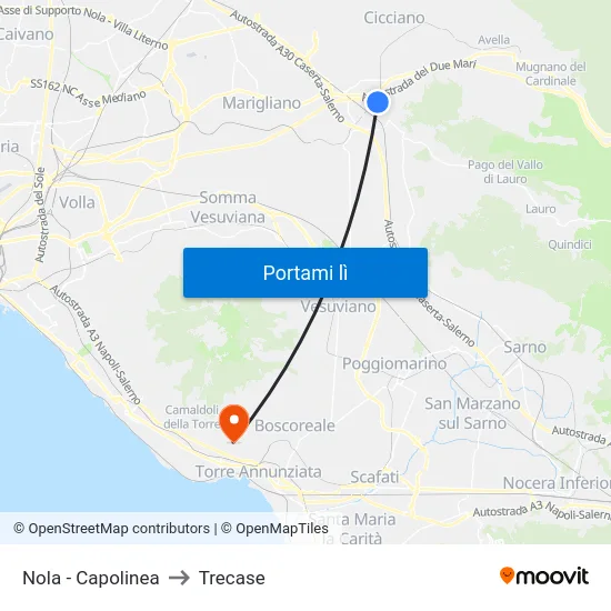 Nola - Capolinea to Trecase map