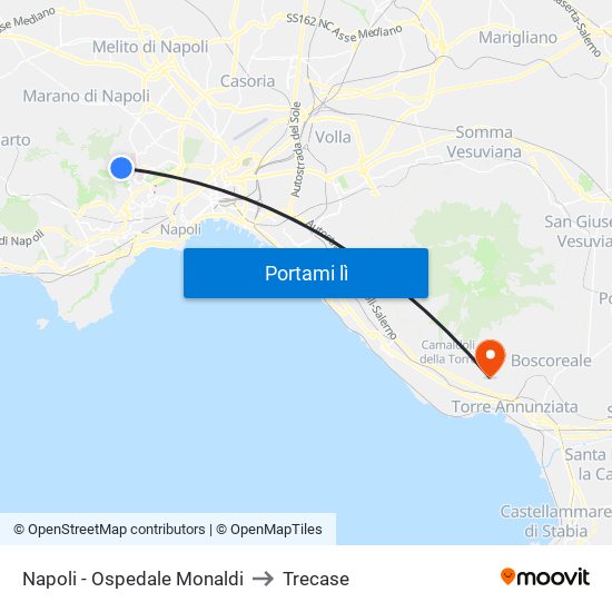 Napoli - Ospedale Monaldi to Trecase map