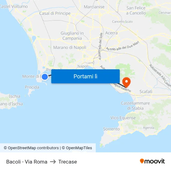 Bacoli - Via Roma to Trecase map