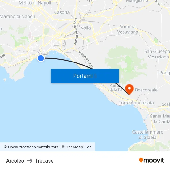 Arcoleo to Trecase map