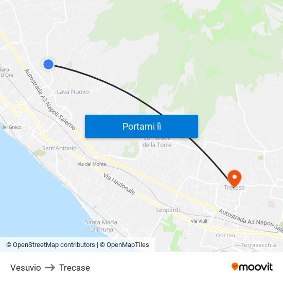 Vesuvio to Trecase map