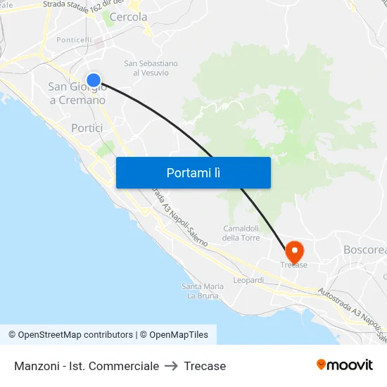 Manzoni - Ist. Commerciale to Trecase map