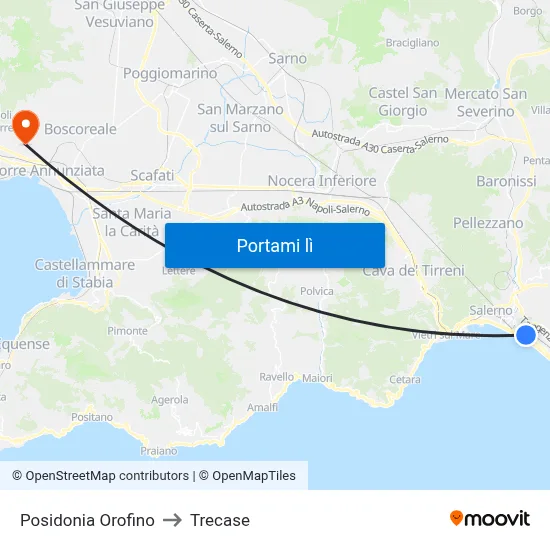 Posidonia Orofino to Trecase map