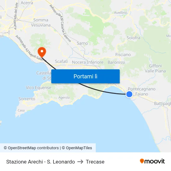 Stazione Arechi - S. Leonardo to Trecase map