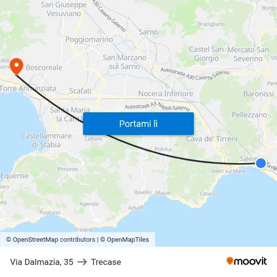 Via Dalmazia, 35 to Trecase map