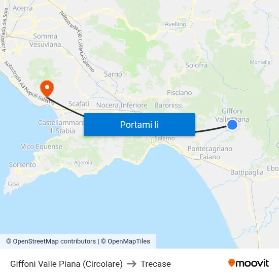 Giffoni Valle Piana (Circolare) to Trecase map