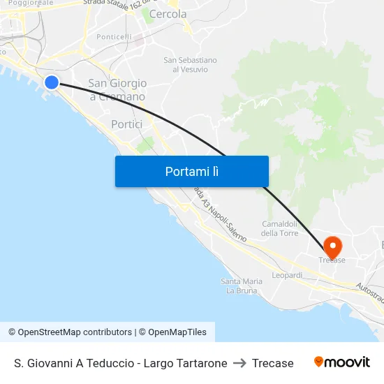 S. Giovanni A Teduccio - Largo Tartarone to Trecase map