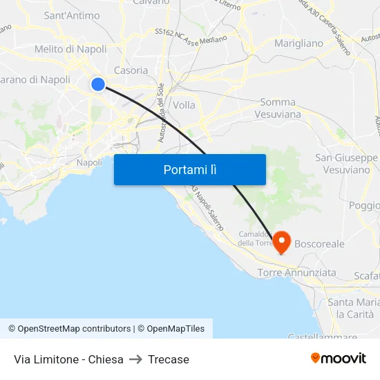 Via Limitone - Chiesa to Trecase map