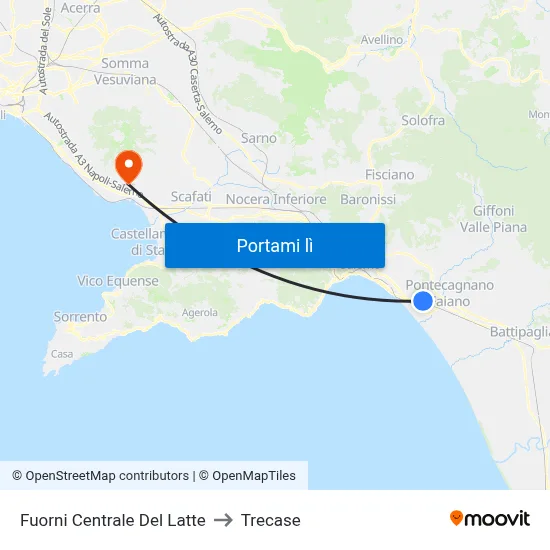 Fuorni Centrale Del Latte to Trecase map