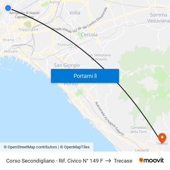 Corso Secondigliano - Rif. Civico N° 149 F to Trecase map