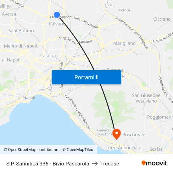 S.P. Sannitica 336 - Bivio Pascarola to Trecase map
